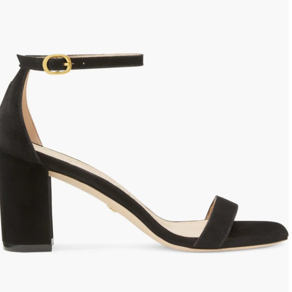 NWB Stuart Weitzman Black Nudistcurve 75 Block Heel Sandal - Picture 2 of 6
